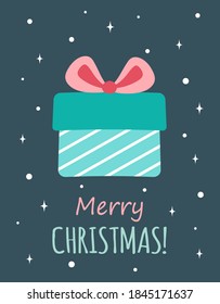 greeting vector template with gift boxe, cute christmas illustration of gift box present, greeting, surprise