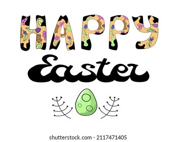  Grußvektorvorlage mit dem Buchstaben "Frohe Ostern". 