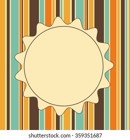 Greeting vector vintage striped vertical banner card invitation with circle frame for text 