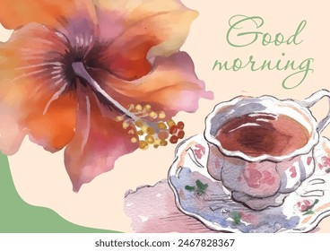 Greeting vintage postcard. Wild flowers. This template can be used as another type of invitations and holidays.
