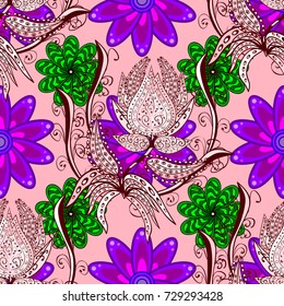 Greeting or wedding background. Vector seamless pattern with neutral, red and purple tulip flowers. Spring tender design for natural cosmetics, perfume, florist shop. Best for wrapping paper.