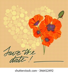 Greeting wedding card with flower. Vector illustration