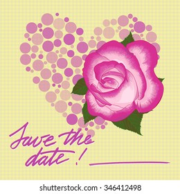 Greeting wedding card with flower. Vector illustration