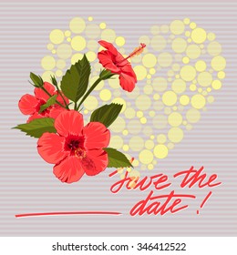 Greeting wedding card with flower. Vector illustration
