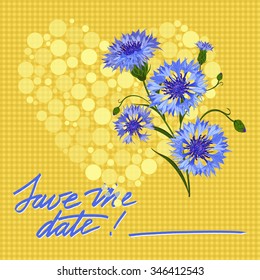 Greeting wedding card with flower. Vector illustration