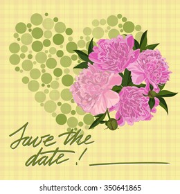 Greeting wedding card with flower. Vector illustration