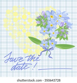 Greeting wedding card with flower. Vector illustration