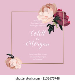 Greeting wedding invitation card template with floral pattern. Vector illustration