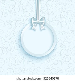 greeting winter card in light blues, and round  place for your text, vector illustration