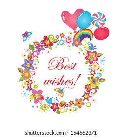 Greeting wreath with balloons and candy