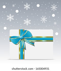 greeting-card with  a blue bow and  mestome for text,  vector  illustration