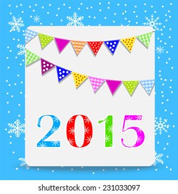 greeting-card with a garland and numbers 2015,vector illustration