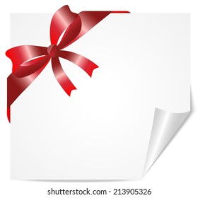 Greeting-card with a red bow,  vector  illustration