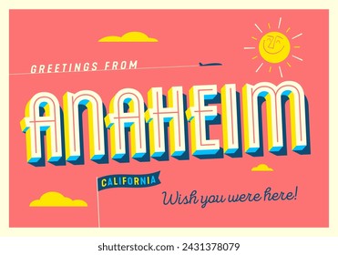 Greetings from Anaheim, California, USA - Wish you were here! - Touristic Postcard.