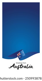 Greetings from Australia. Editable template for Stories and Reels. Social media template cover with Australia flag ribbon and editable frame