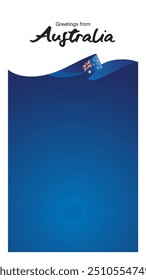 Greetings from Australia. Editable template for Stories and Reels. Social media template second page with Australia flag ribbon and editable frame