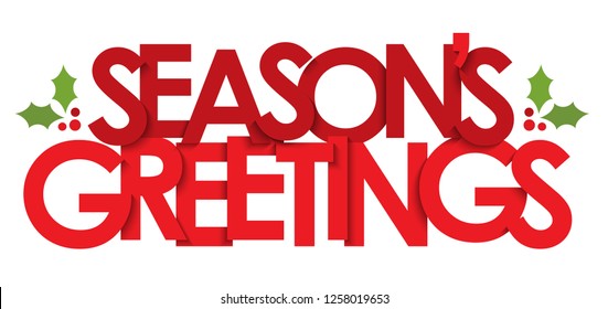 SEASON′S GREETINGS banner with holly motifs