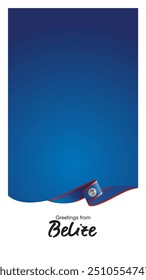 Greetings from Belize. Editable template for Stories and Reels. Social media template page with Belize flag ribbon and editable frame