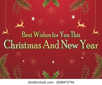 greetings of best wishes for you this christmas and new year. social media tamplate design or background of poster and flyer.