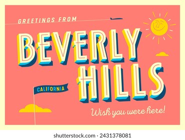 Greetings from Beverly Hills, California, USA - Wish you were here! - Touristic Postcard.