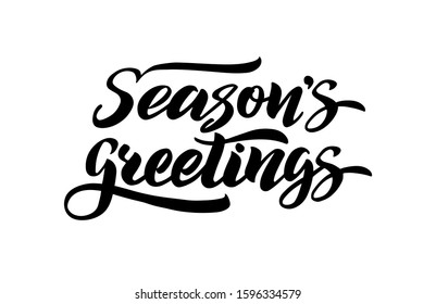 Season’s Greetings calligraphy hand lettering isolated on white. Merry Christmas and Happy New Year typography poster