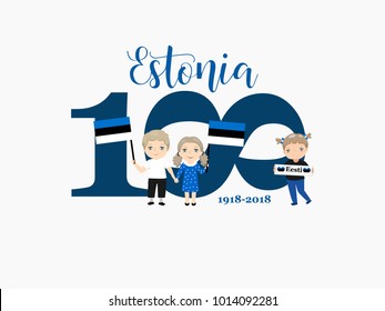 greetings card to the 100th anniversary of Estonia's independence. Kids logo