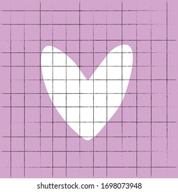 A greetings card or a blank page from a textbook with a white heart shape in the middle and blank lines to fill with your message