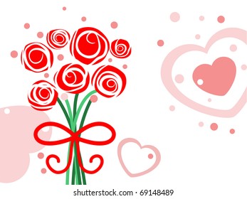 Greetings card with bouquet of roses