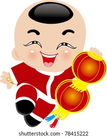 Greetings card -- Chinese boy say happy New Year to your