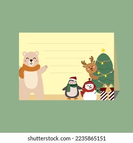 greetings card christmas animal theme flat vector
