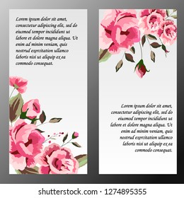 greetings card, decor with flowers, banner for the inscription