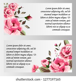 greetings card, decor with flowers, banner for the inscription