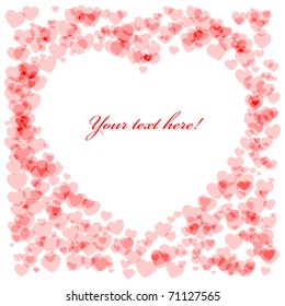 Greetings card filled by red heart shape