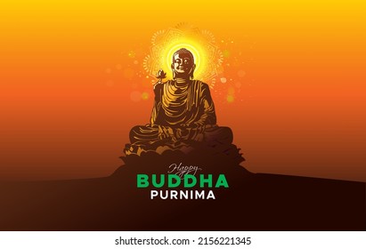 Greetings card for Happy Vesak Day and Buddha Purnima wishes. Vector illustration