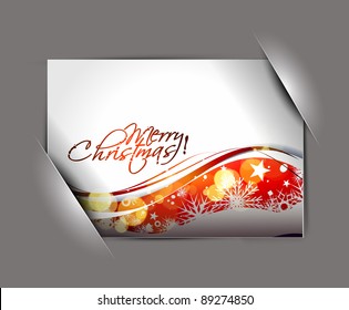 greetings card for holiday with corner curl design, vector illustration