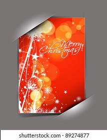 greetings card for holiday with corner curl design, vector illustration