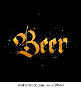 Greetings Card for Oktoberfest. Calligraphy Handlettering Postcard in Gothic style. Vector illustration on color background
