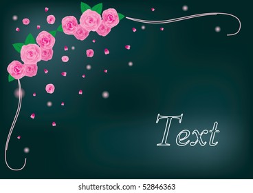 Greetings card with pink roses, vector illustration made with mesh