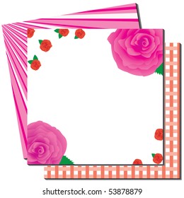 Greetings card with roses and backgrounds, vector illustration