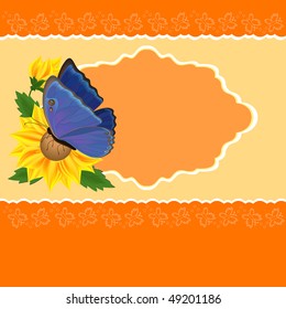 Greetings card with sunflowers and butterfly (EPS10)