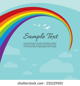 Greetings card template with rainbow vector art design/ Retro background design