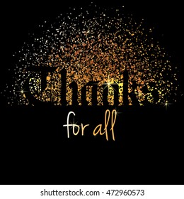 Greetings Card for Thanksgiving. Calligraphy Handlettering Postcard in Gothic style. Vector illustration on black background.