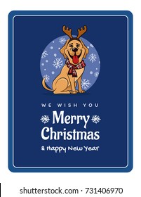 greetings card We wish You a Marry Christmas and Happy New Year, funny Labrador