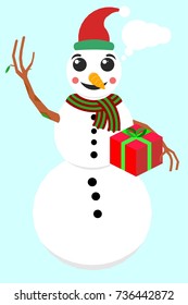 greetings cheerful Snowman post gift card illustration
