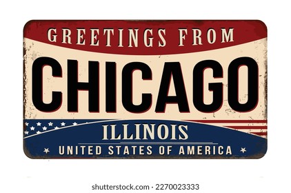 Greetings from Chicago vintage rusty metal sign on a white background, vector illustration