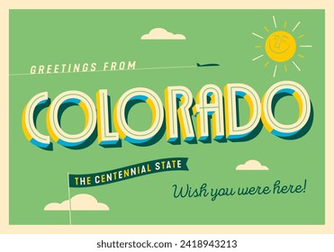 Greetings from Colorado, USA - The Centennial State - Touristic Postcard.