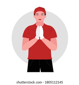 greetings from the courier. Courier delivery vector illustration
