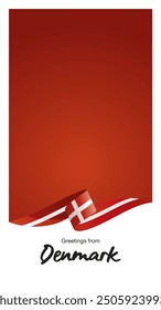 Greetings from Denmark. Editable template for Stories and Reels. Social media template cover with Denmark flag ribbon and editable frame