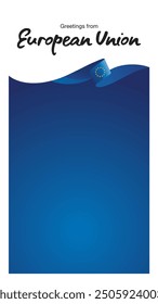 Saludos desde la UE. Plantilla Editable para Historias y Carretes. Segunda página de la Plantilla de redes sociales con la cinta de la bandera de la Unión Europea y el marco editable