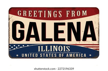 Greetings from Galena vintage rusty metal sign on a white background, vector illustration